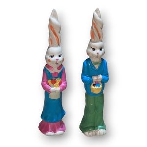 2 Vintage Porcelain Twisted Ear Easter Bunnies